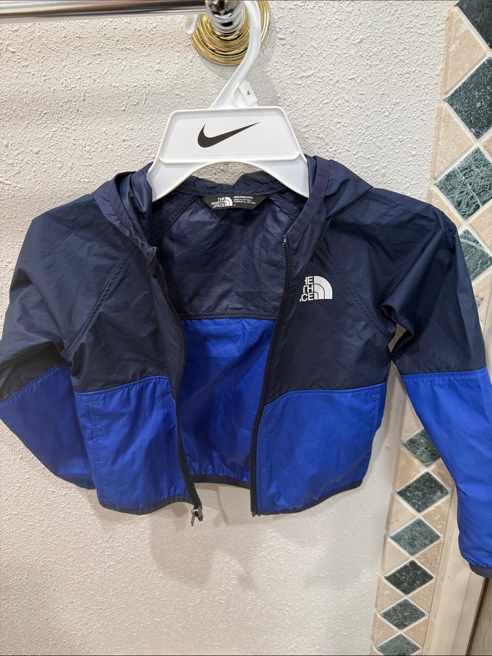 The North Face Kids Navy and Royal Blue Colorblock Windbreaker